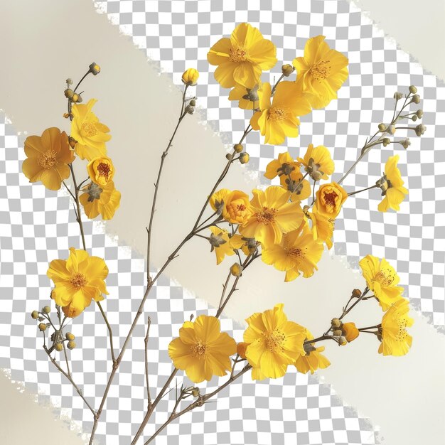 PSD a picture of yellow flowers with the words  spring  on the bottom