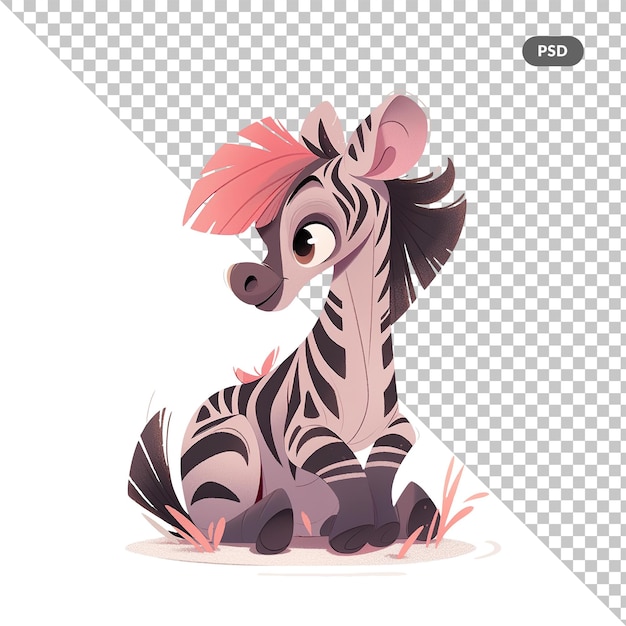 A picture of a zebra with a pink mane and tail