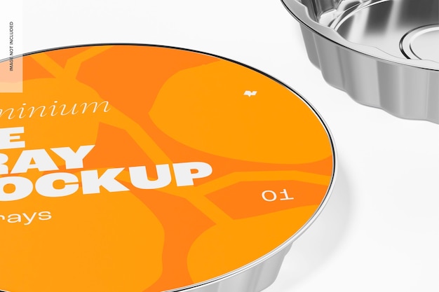 pie aluminium foil tray mockup, close up