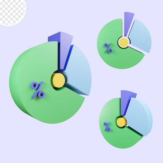 Pie Chart 3D Illustration With Transparent Background