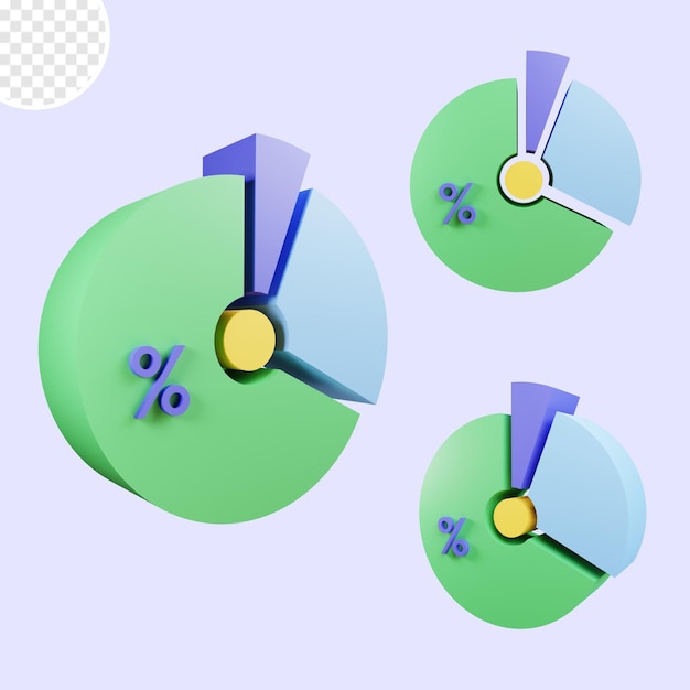 PSD 透明な背景を持つ円グラフ3dイラスト