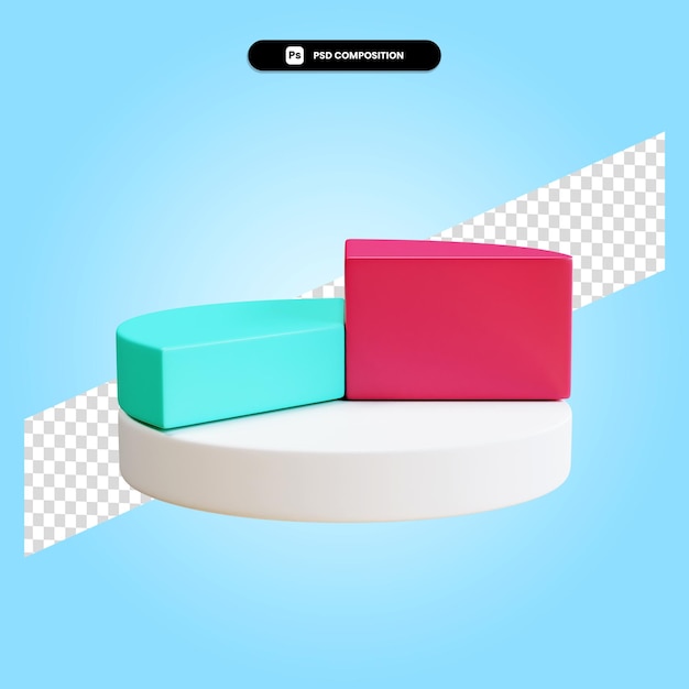 PSD pie chart 3d render illustration isolated