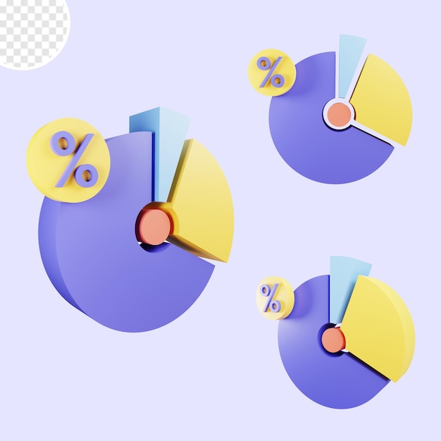 Pie Chart 3D Render With Transparent Background
