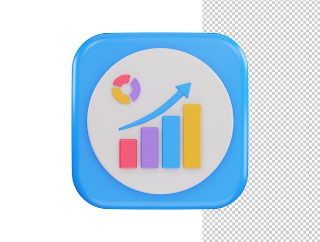 PSD 원형 차트 및 막대 차트 아이콘 3d 렌더링 벡터 일러스트 레이 션