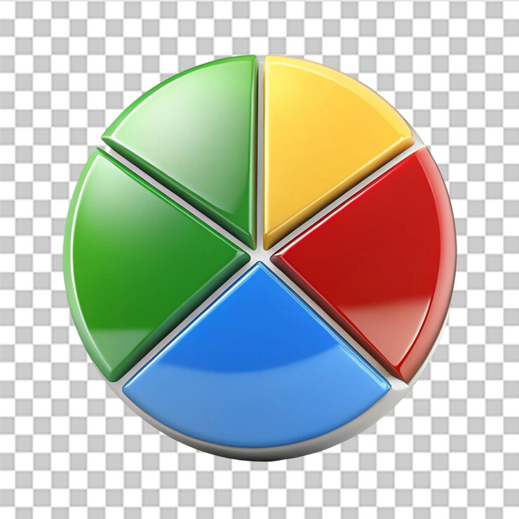 PSD pie chart graph icon isolated on transparent background