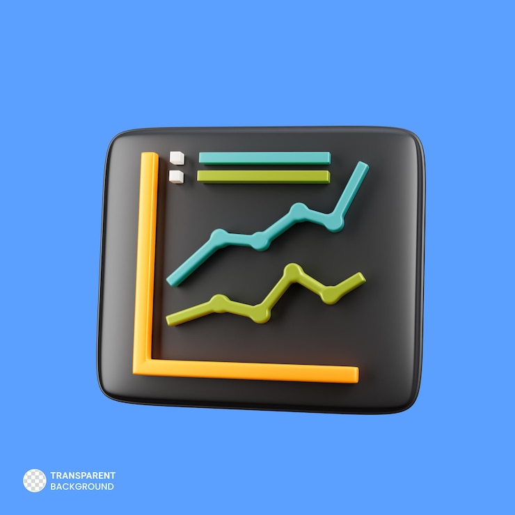 PSD pie chart growth report of financial graph icon isolated 3d render illustration