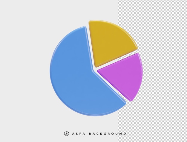 PSD icona grafico a torta rendering 3d illustrazione vettoriale