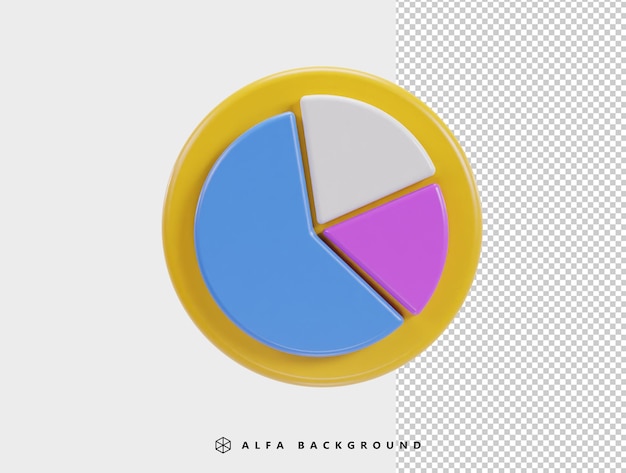 Pie chart icon 3d rendering vector illustration