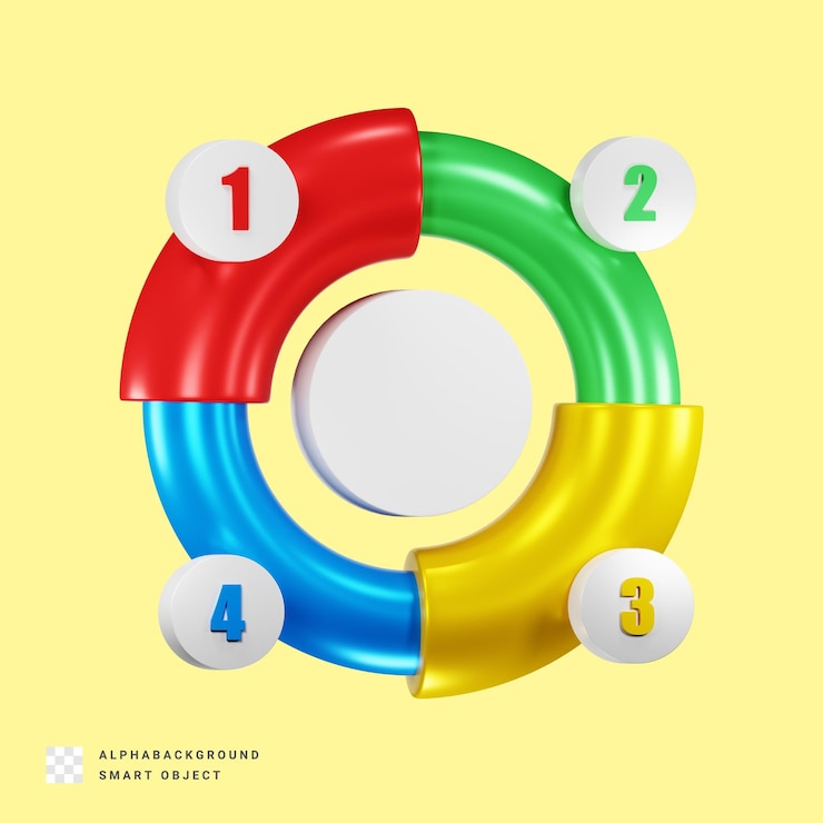 PSD pie chart infographic elements 3d render illustration