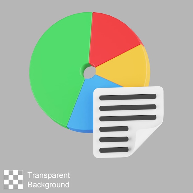 Pie chart note 3D Illustration