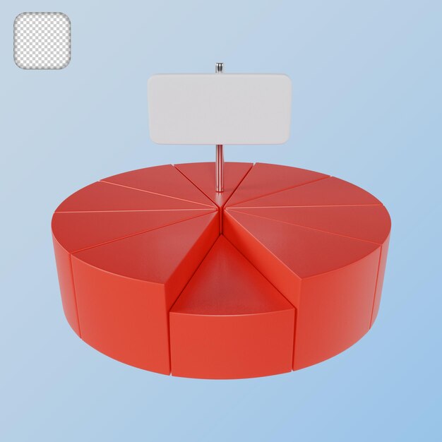 PSD pie chart red 3d illustration