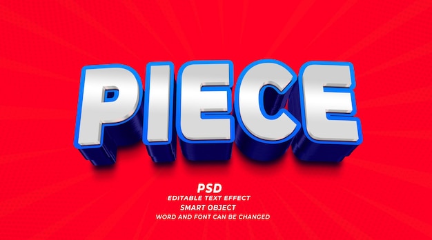 piece 3d psd editable text effect photoshop template