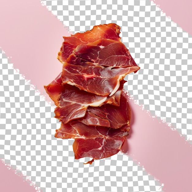 PSD un pezzo di pancetta è tagliato a metà e l'immagine è rosa