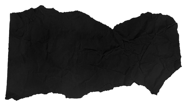 A piece of black crumpled paper on a blank background