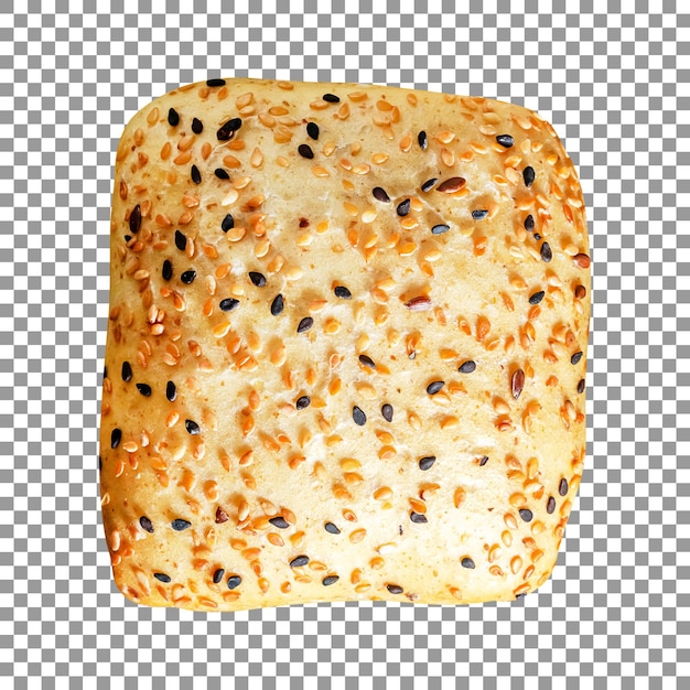 PSD piece of bread with sesame seeds on a transparent background