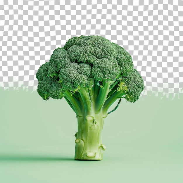 PSD a piece of broccoli sits on a green surface