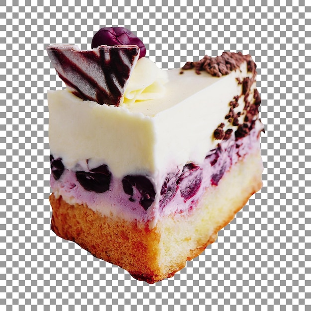 透明な背景にブルーベリーとケーキ