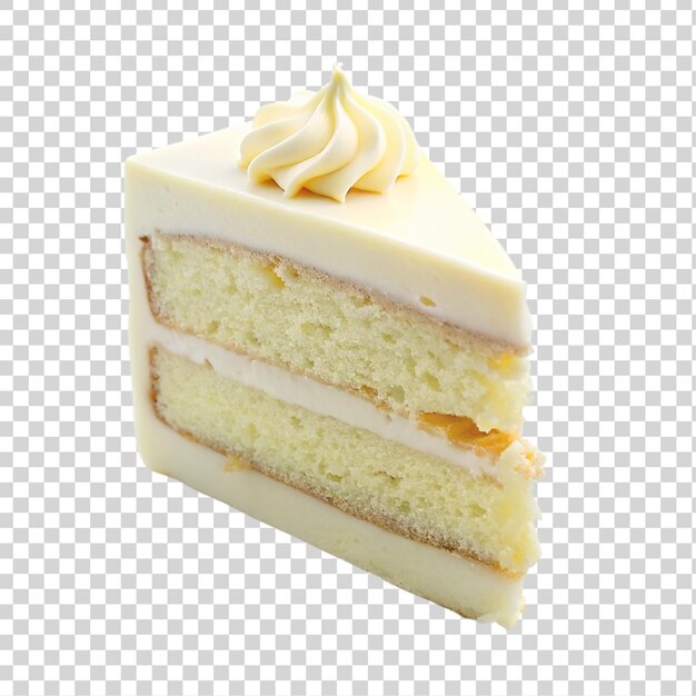 Piece of cake with cream isolated on transparent background