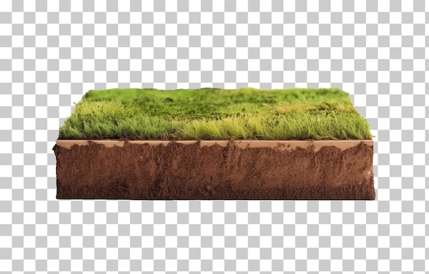 PSD a piece of land with green grass and brown soil on a transparent background