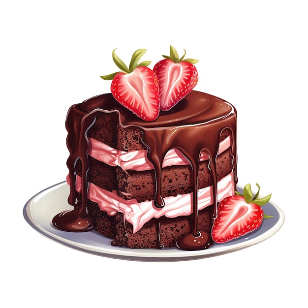PSD イチゴを乗せたチョコレートケーキ ai 生成画像