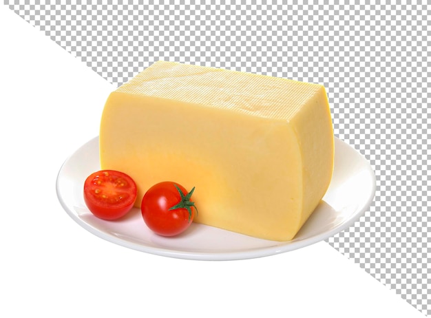 Piece of gouda cheese isolated