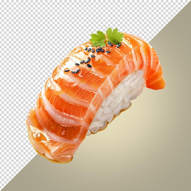 PSD a piece of sushi with black seeds on it