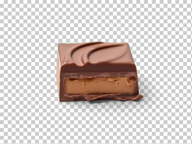 Piece of sweet tasty chocolate bar on transparent and white background png