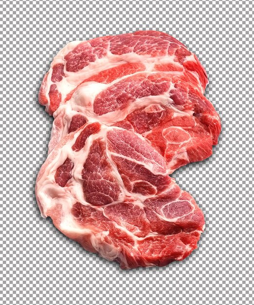 PSD pieces of crude meat isolated on white backgrounds