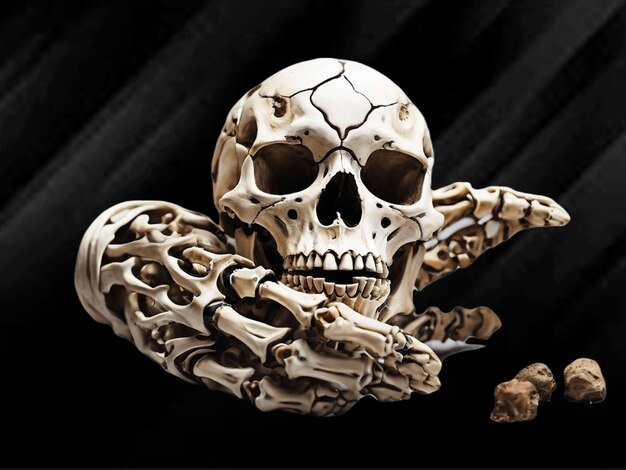 PSD a pieces of man skeleton black background