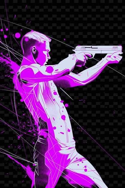PSD pięciolat celujący pistolet z precyzją z wyważoną pozycją ilustracja płaski 2d sport background