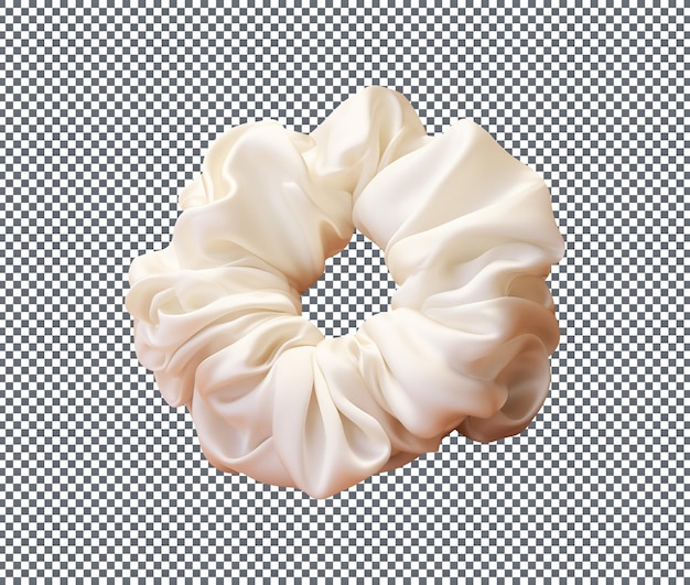 PSD piękna biała jedwabna scrunchie wyizolowana na przezroczystym tle