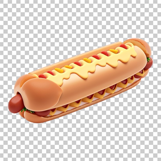 Piękna błyszcząca 3D ikona hot dogów z izolowanym przezroczystym tłem