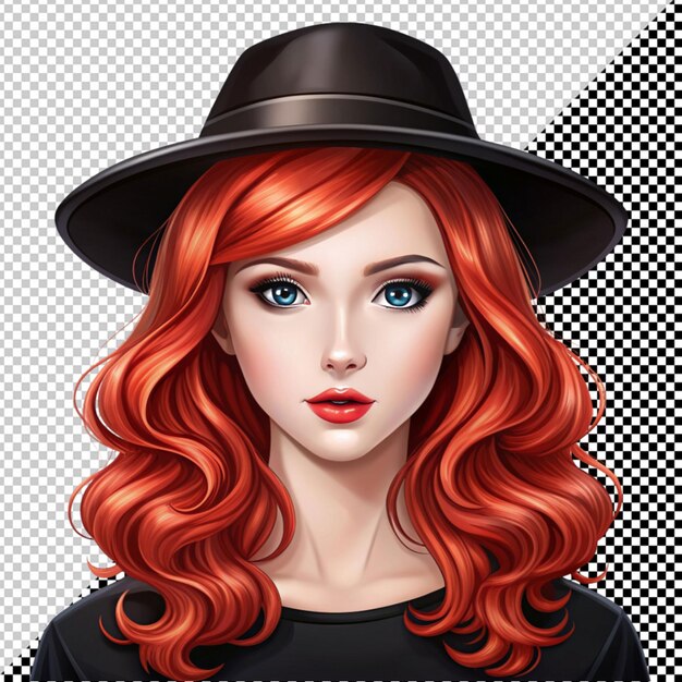 PSD piękna dziewczyna z czerwonymi włosami.