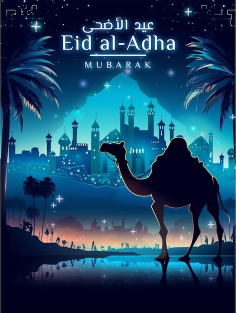 Piękna kartka z życzeniami Eid Al Adha Mubarak Eid Mubarak