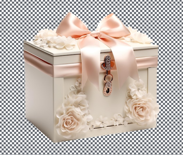 PSD piękne i eleganckie pudełko z kartkami ślubnymi izolowane na przezroczystym tle