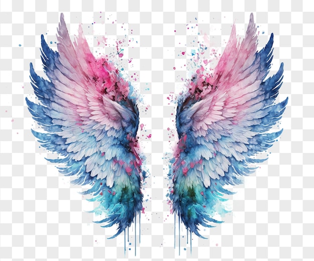 Piękne magiczne skrzydła anioła akwarela
