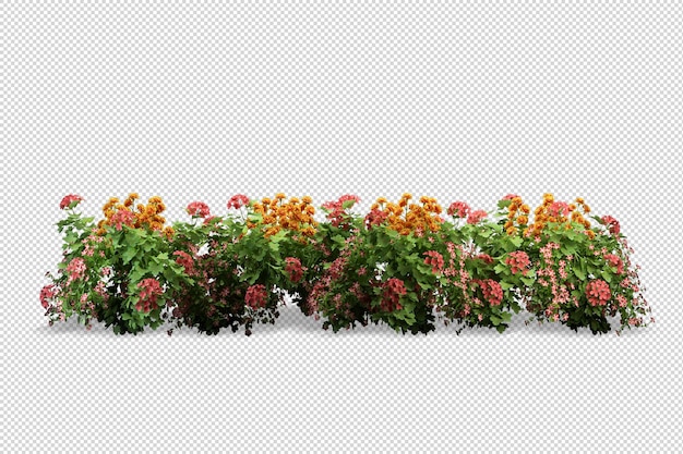 Piękne różne rodzaje kwiatów w renderowaniu 3d