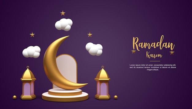 PSD piękny baner ramadan kareem do projektowania