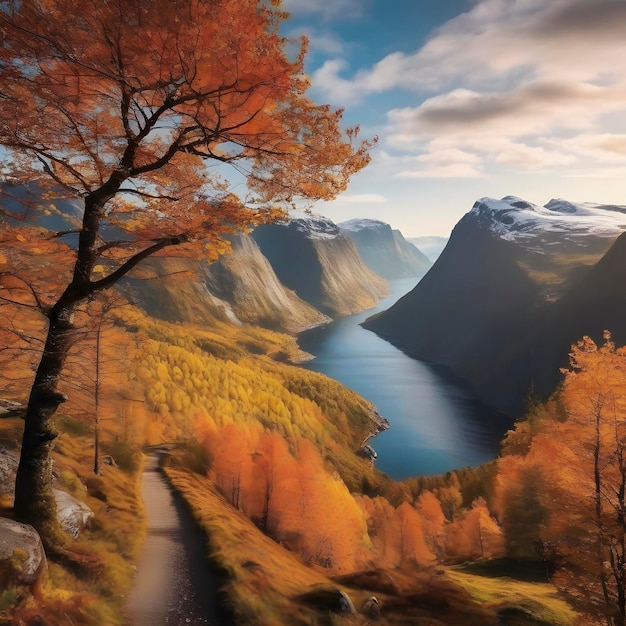PSD piękny krajobraz w sezonie jesiennym aigenerated