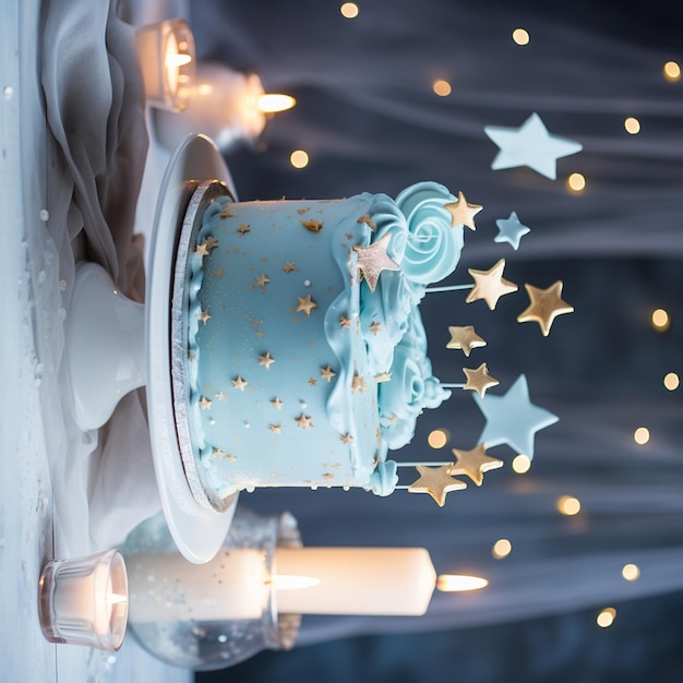 PSD piękny niebieski kolor dekoracji ciasta
