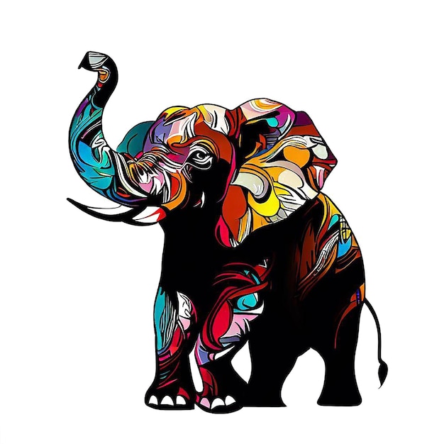 PSD piękny portret kolorowy słoń słoń ikona awatar ai wektor ilustracja obraz tapeta