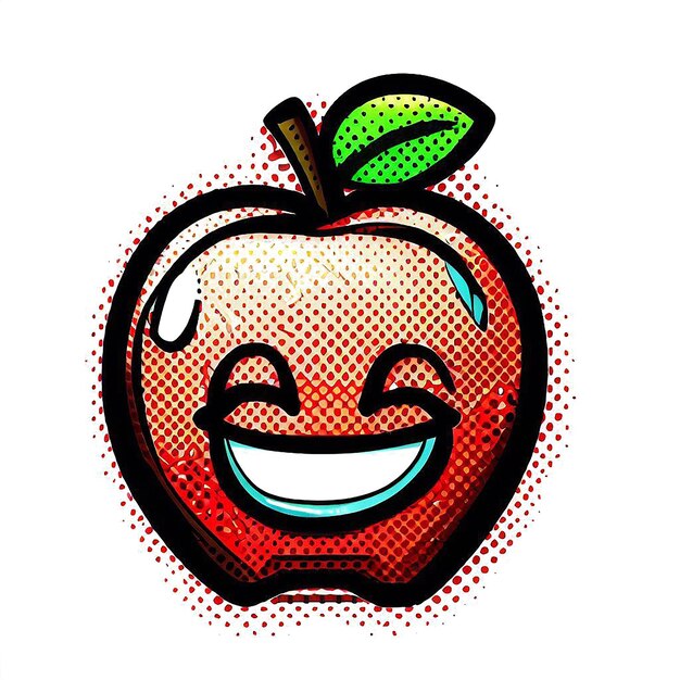 Piękny Portret śmiejącego Się Apple Ikona Ai Wektor Sztuki Cyfrowej Ilustracji