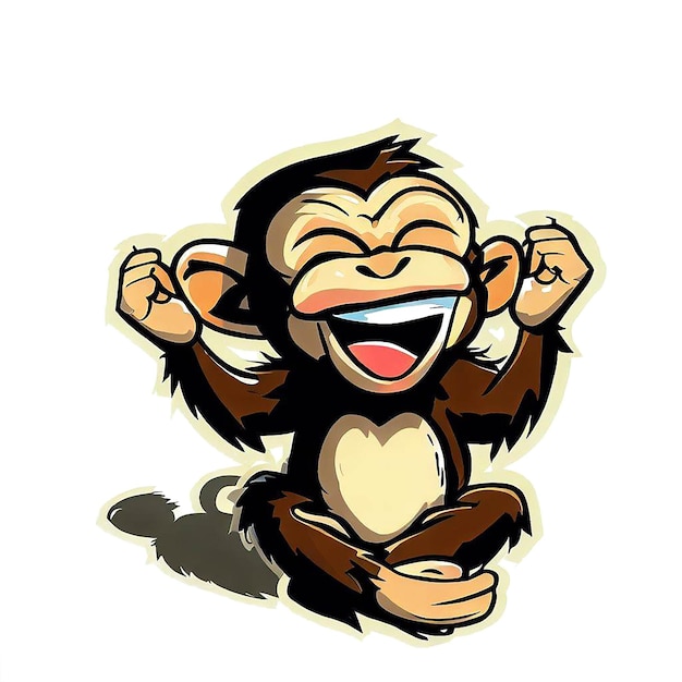 PSD piękny portret śmiejącej się małpy ai wektor sztuki cyfrowej ilustracji