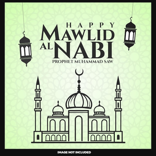 Piękny prorok Mahomet Mawlid al Nabi szablon projektu tła