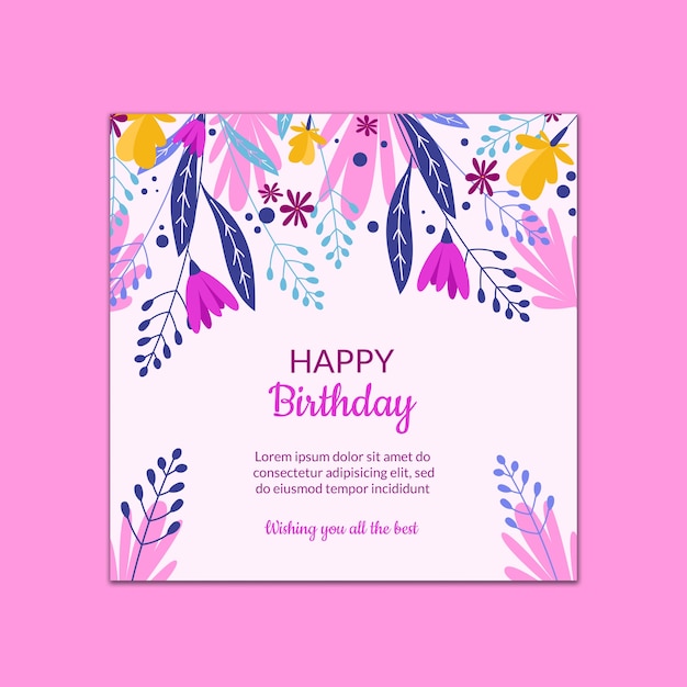 PSD piękny szablon karty urodzinowej