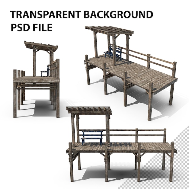 PSD pier bench pergola png