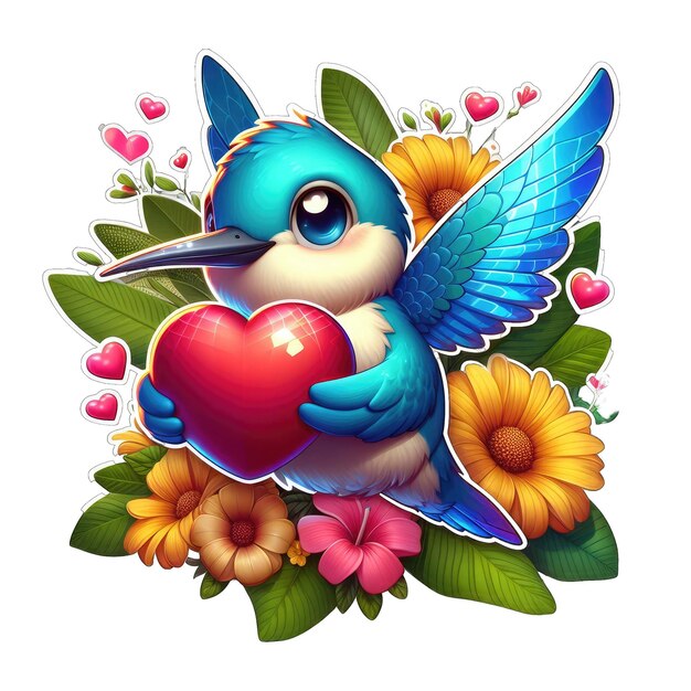 PSD piętrowy ptak miłości z naklejką na sercu