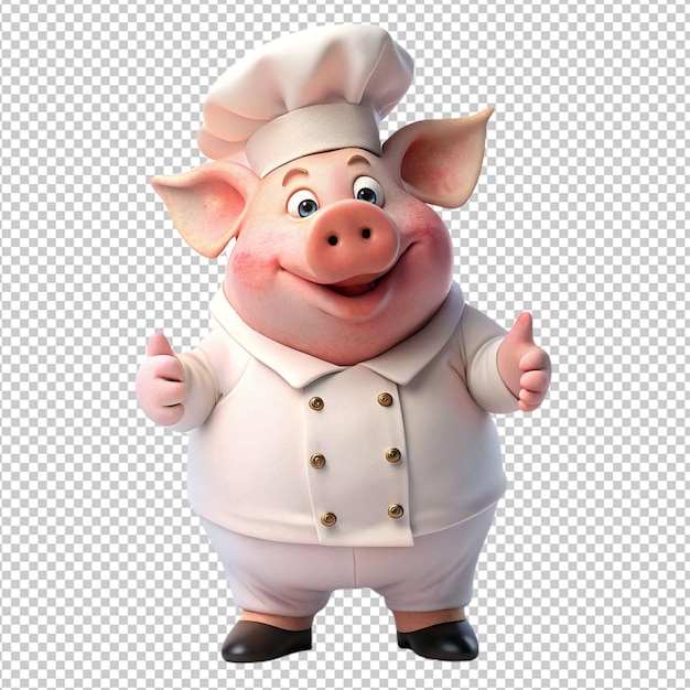 PSD pig chef on transparent background