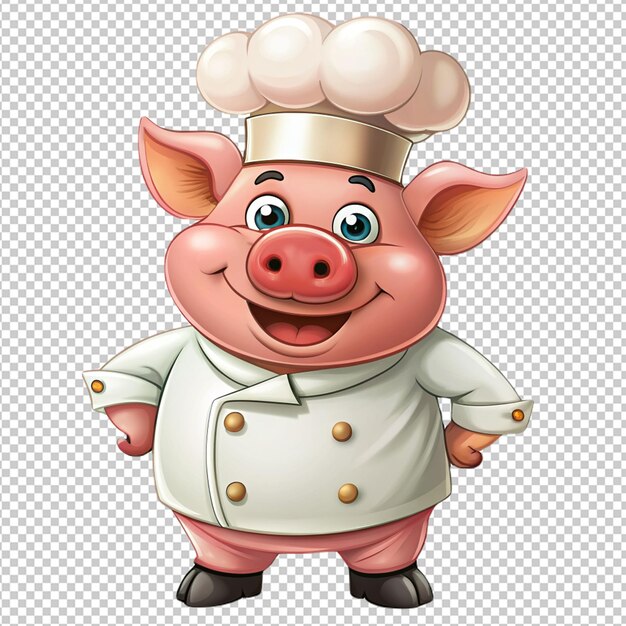 PSD pig chef on transparent background