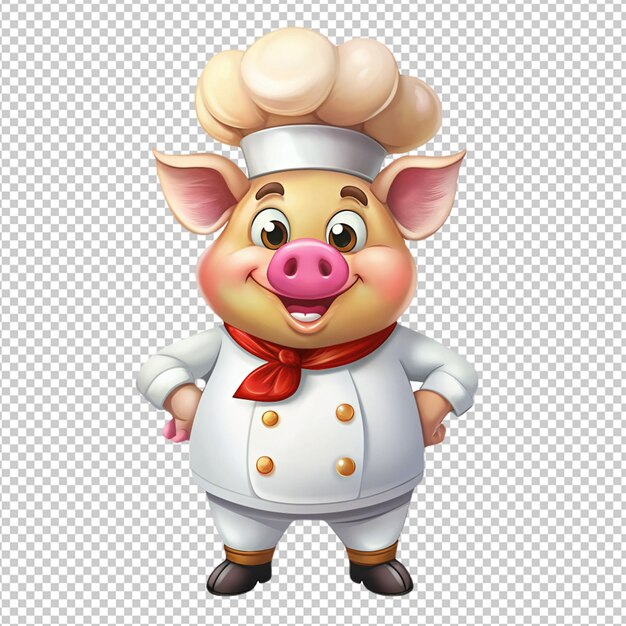 PSD pig chef on transparent background